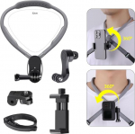 Lupholue POV kaela kinnitus koos rinnarihmaga pikendatava k&auml;e nutitelefoni hoidikuga, mis &uuml;hildub GoPro Hero 12 11 10 9 8 7 Session DJI AKASO Xiaomi Yi SJCAM tegevuskaameraga