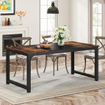 Tribesigns 160 x 80 cm Dining Table, Industrial Kitchen Table for 4-6 People, Rectangular Dining Table for Dining Room, Kitchen, Living Room with Durable Metal Legs (Rustic Brown)