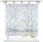 ESLIR Roman Blind with Loops, Kitchen Roman Curtains, Transparent Tab-Top Blind, Modern Curtains, White/Grey, W x H 140 x 140 cm, Pack of 1
