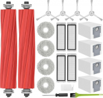 RUKHOOL Accessories for Roborock Q Revo Accessory Set Robot Vacuum Cleaner Replacement Parts with 4 x Dust Bags 4 x Mop Wipes 1 x Main Brush 4 x Filters 4 x Side Brushes 1 x Cleaning Brush
