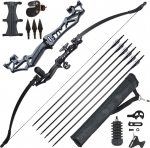 Huntingdoor Arrow and Bow Set Adult 40 lbs Recurve Bow Kit 55 Inch Archery Longbow Sports Bow koos tarvikutega Metal Riser Hunting Bow for Right-Handed Beginners