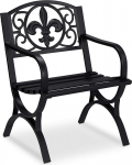 Relaxdays Vintage Garden Chair with Armrests Extra Wide Steel Antique Design 85.5 x 60 x 56 cm Black