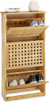 Relaxdays Walnut Shoe Cabinet, Tilting Rack HWD: app. 104.3 x 55 x 20.2 cm, Modern Chest of