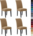 Howhic Stretch Chair Covers for Dining Room, Set of 4, Removable Washable Dining Chair Slipcovers, Seat Protector, Great Home Decoration and Banquet Upholstery (Light Brown, 4 Pack)