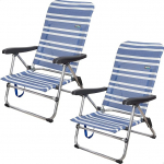 AKTIVE 62258 - Pack of 2 Folding Chairs for Beach, Garden, Patio, Camping, 46.5 x 50 x 85 cm, 5 Positions, Ergonomic Armrests