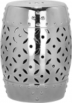 Safavieh Indoor/Outdoor Garden Stool Glazed Ceramic Silver 33 x 33 x 46.99 cm