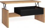 Skraut Home Coffee Table, Height-Adjustable Sofa Table, 110 x 50 x 45 cm, Side Table, Modern Style, Oak Black