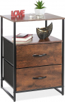 Relaxdays Industrial Bedside Table with 2 Shelves and 2 Drawers Wood Effect 70 x 45 x 40 cm Black / Brown