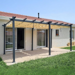 PURPLE LEAF Pergola, 3 x 5,5 m, veekindel, stabiilne, talvekindel alumiiniumist aiamaja p&auml;ikesekaitse varikatusega, beež