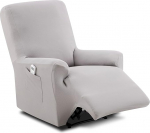 Textilhome Relaxing Chair Cover 1-Seater Jacquard Stretch Cover for Recliner Chair, Elastne lamamistooli kate ja kate, tugitooli kaitsja pestav, helehall 70-100 cm