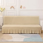 LJQAIZYL Diivanikate ilma k&auml;etoeta, mittelibisev veniv, 2/3-kohaline diivanikate ilma k&auml;etoeta, kokkupandav diivanivoodi kaitsev kate, futon-kate, diivanivoodi kate koos riffitud seelikuga, diivanivoodi kate, diivanivoodi kate