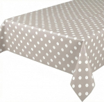 Beautex Taupe, White Dots, Oilcloth, laudlina, Wipe-clean Garden laudlina, &uuml;mmargune, ovaalne, ruudukujuline, suuruste valik.
