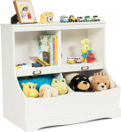 COSTWAY Children's Shelf, Toy Shelf with 4 Compartments, Bookcase for Children, Storage Shelf, Toy Organiser for Children's Room and Playroom, 67 x 40 x 62 cm, White