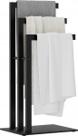 OUTBROS vabalt seisev r&auml;tikuhoidja, roostevabast terasest 3 terastoruga, riietehoidja vannir&auml;tikutele, r&otilde;ivastele, 40 x 30 x 80 cm, must