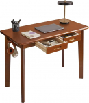 Massiivpuidust laud, v&auml;ike kontorilaud sahtlitega, 100 x 50 x 75 cm, arvutilaud koos hoiuruumiga ja riidepuudega kodukontorisse, maal&auml;hedane pruun YD-WD01H