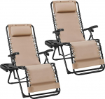 Yaheetech 2 p&auml;ikesevoodi komplekt, kokkupandav aia lamamistool koos padja ja tassihoidjaga, kaasaskantav lamamistool rannale/aeda/r&otilde;dule, beež