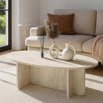 moebel17 Helendav must puiduefektiga kohvilaud, geomeetriline raam, kaasaegne, k&uuml;ljelaud, kohvilaud, 120 x 39,8 x 60 cm, 93434 (beež)