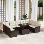10-teiliges Garten Sofa Set mit Kissen Braun Poly Rattan Gartenlounge Model3348344