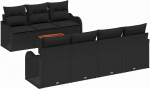 8-teiliges Garten Sofa Set mit Kissen Schwarz Poly Rattan Akazie, 2-Sitzer Garten Sofa mit Kissen Schwarz Poly Rattan Gartenlounge Model3347415