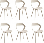 Komplekt 6 s&ouml;&ouml;gitoolist &otilde;&otilde;nes seljatoega k&ouml;&ouml;gitoolid Pol&uuml;prop&uuml;leenist iste ja rasked metalljalad (pruun)