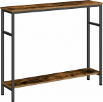 Konsoollaud riiulitega, kitsas sissep&auml;&auml;sulaud, t&auml;ispuit + metallraam elutuppa, koridori, fuajeesse, koridori, kontorisse (90 x 25 cm / 35 x 10 tolli)