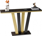 Konsolentisch Konsolentisch Mit Metallhalterung Und Marmortischplatte, Flurtisch, Moderner Eingangstisch, Sofatisch (V&auml;rv : Must, Suurus : 59.1X11.8X31.5inch)