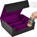 Aolso Trading Card Storage Box for 1800+ Cards, Magnetic Trading Card Box with 8 Card Dividers Storage Box, Trading Card Box, PU Card Deck Box Sobib MTG ja Sport Cards (Purple)