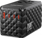 LENCENT universaalne reisimisadapter 120 W kiirlaadimine, rahvusvaheline reisipistikupesa A/C/G/I (UK, EU, AU, USA) pistikupesadele, 1 USB-A ja 3 USB-C PD kiirlaadimine mobiiltelefonile, s&uuml;learvutitele, musta v&auml;rvi