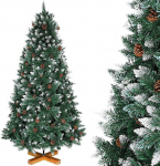 Bakaji j&otilde;ulupuu D Pine King Premium kunstlik lumi kaetud m&auml;nni k&auml;bidega valge naturaalne Tips kaetud lumega materjal PVC rist baasiga k&otilde;rgus 180 cm 800 oksad tulekindel