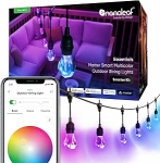 Nanoleaf Smart LED Fairy Lights Outdoor 15 m Starter Kit - 20 dimmerdavat RGBICW Gem Bulbs, IP65 veekindel, WiFi juhtimine rakenduse ja h&auml;&auml;lega (Matte Alexa Siri Apple Google Home) R&otilde;du Garden Party