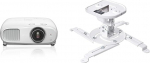 Epson EH-TW7000 4K Pro-UHD 3LCD projektor & Amazon Basics - kallutatav projektorihoidik lakke/seinale, koormus 15 kg, valge