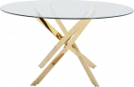 Vente-unique - Round Dining Table for 6 People - Safety Glass & Gold-Coloured Metal - Transparent - Cosima