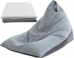 Bean Bag Chair Cover with Bean Bag Lining (No Filling) 400L Extra Large Triangular Removable and Clean Bean Bag Chair Cover Ultra Soft Lazy Sofa Premium Velvet Cover Grey