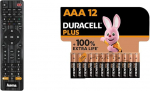 Hama universaalne kaugjuhtimispult 4 in 1 Smart TV Black & Duracell Plus AAA mikroaluseline patarei, 1.5V LR03 MN2400, 12 tk.