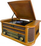 8-in-1 vin&uuml;&uuml;lplaadim&auml;ngija Vintage Wood koos AM/FM raadio, CD/Kassett, USB salvestus, MP3 ja stereok&otilde;larid