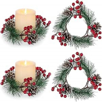 BLOSMON j&otilde;ulup&auml;rja k&uuml;&uuml;nlad advendip&auml;rja: Pakk 4 mini j&otilde;ulup&auml;rja kaunistust Valged marjad m&auml;nni k&auml;bid j&otilde;ulukaunistuseks pulmalaudade kaunistamiseks Kunstlik uksep&auml;rg akna jaoks.