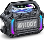 Wilody Bluetooth-k&otilde;lar suur, 100 W v&auml;litingimustes kantav k&otilde;lar bassiga, muusikakast, helikarp, Bluetooth, IPX7 veekindel ja ujuv, traadita laadimine, 20-tunnine aku, LED-valgustus, C-t&uuml;&uuml;p, BT, must