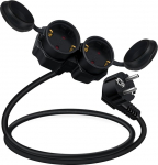 HuaLiSiJi 90 kraadine Schuko topeltpistik koos kaabliga 16 A 250 V Schuko pikendus Double Protective Contact Extension 2-Way 3 x 1,5 mm&sup2;, k&ouml;&ouml;k, kontor, kodu (must 1,5 m)