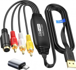 avedio lingid VHS to Digital Converter, USB 2.0 Capture Card, 1080P Video Capture Device Convert VHS VCR DVD to Digital Adapter, Video Capture Card with Scart/AV Adapter with Windows, Mac OS