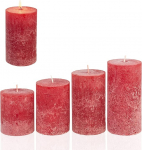 Candelo 4 rustikaalse k&uuml;&uuml;nla komplekt Ambience Christmas - Advendik&uuml;&uuml;nal Rustic - Punane/punane - 8/10/12/14 cm - Punane p&uuml;stk&uuml;&uuml;nal Advendik&uuml;&uuml;nal J&otilde;uluk&uuml;&uuml;nal l&otilde;hnastamata