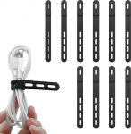 fKiZanthene 10 St&uuml;ck Silikon-Kabelbinder, wiederverwendbarer Kabel-Organizer f&uuml;r Zuhause, B&uuml;ro und Reisen, schwarze Kabelbinder