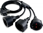 Topeltpistik pistikupesa pikenduskaabel 1,5 m topeltpistikupesa adapter mitmekordne pistik 3-Way Schuko pistikupesad topeltpistikupesa mitmekordne pistikupesa kodukontorisse k&ouml;&ouml;ki, 250 V 16 A, must
