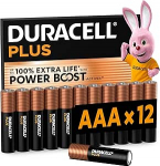 Duracell Plus AAA patareid (12 tk) - Alkaline 1.5V - Kuni 100% lisaelue - Igap&auml;evane seadmete t&ouml;&ouml;kindlus - 0% plastikust pakendis - 10-aastane s&auml;ilivusaeg - LR03 MN2400