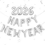 2025 Head uut aastat &otilde;hupallid ja b&auml;nner - 16-tollised kuldsed fooliumkaunistused aastavahetuse pidutarbed (h&otilde;bedane)