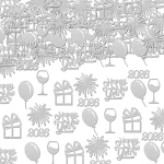 2025 Head uut aastat Papierkonfetti Happy New Year Party Dekoration Gold Glitzer 2025 Luftballons Feuerwerk Weinglas Tisch Streuung f&uuml;r Silvester (Silber)
