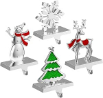 J&otilde;ulusukuhoidjad mantel, 4 Pack kaalutud sukuhoidjad, lumehelbeke, lumememm, puu, hirv, p&otilde;hjap&otilde;der, rasked konksud mantel, kamin, aken, kaunistused