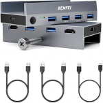 BENFEI HDMI 2.1 KVM l&uuml;liti 8K@60Hz 4K@240Hz/165Hz/144Hz/120Hz, USB 3.0 l&uuml;liti 4 USB porti, mis jagavad 1 monitori ja klaviatuuri hiire printeri U-ketta 2 PC jaoks koos 2 USB kaabliga ja kontrolleriga
