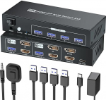 HDMI Displayport KVM Switch 2 PC 2 monitori, 8K60Hz 4K120Hz USB 3.0 Dual Monitor HDMI DP KVM Switch 2 arvutile Juhtimine 1 komplekti klaviatuuri, hiire ja 2 monitori kaudu