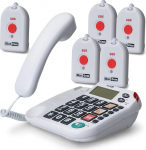 Maxcom KXT481SOS: vanemate telefon raadioh&auml;daabinumbri saatjaga ja suurte nuppudega ekstra valju juhtmega lauatelefon 5x h&auml;daabinupuga ja adapteripistikuga kodu h&auml;daabik&otilde;ne jaoks