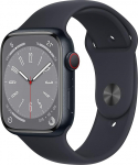 Apple Watch Series 8 (GPS + mobiilside, 45 mm) nutikell - alumiiniumist korpus Midnight koos spordirihmaga Midnight - &uuml;ks suurus (uuenenud)